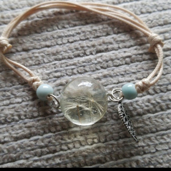 Glass Ball Dried Dandelion Bracelets Ceramic  Hand - Picture 3 of 3
